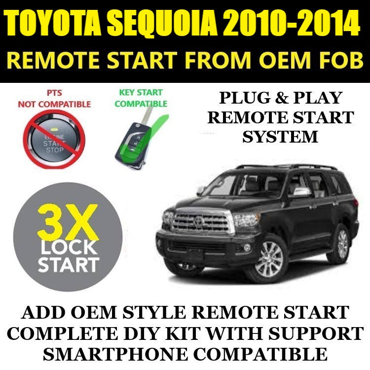 3X LOCK Plug & Play Remote Start 2010-2014 TOYOTA SEQUOIA Key Start