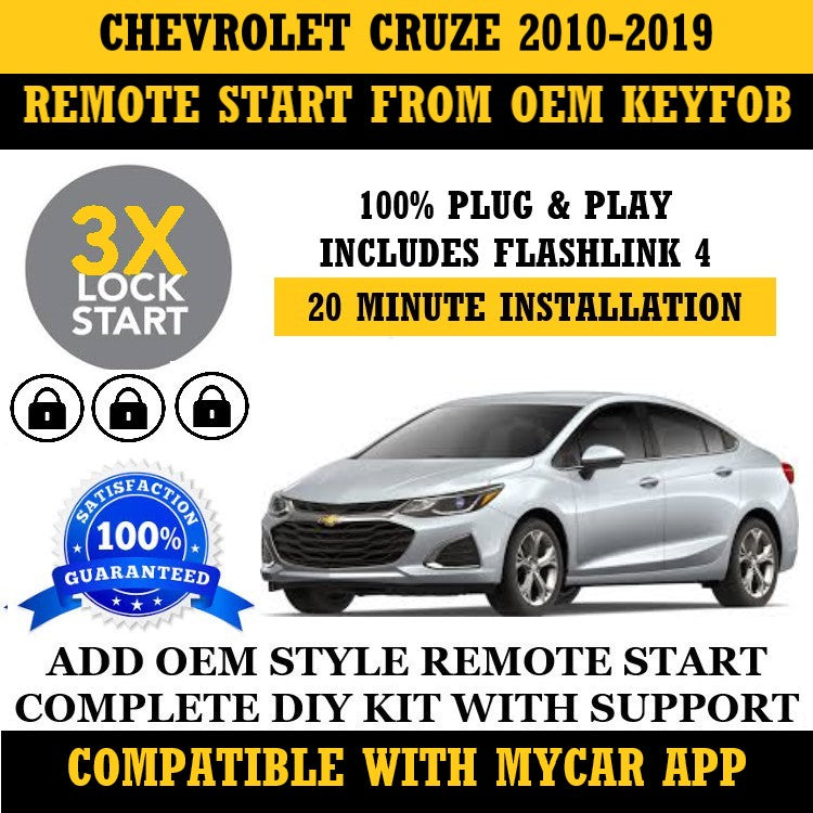 MPC Remote Start For 2010-2019 Chevrolet Cruze Plugin T Harness 2 1 Button Extended Range Remotes Up To 800 Range Only 1 Wire Connection Needed Gas Key To Start 2 1 Button Remotes Range 1500