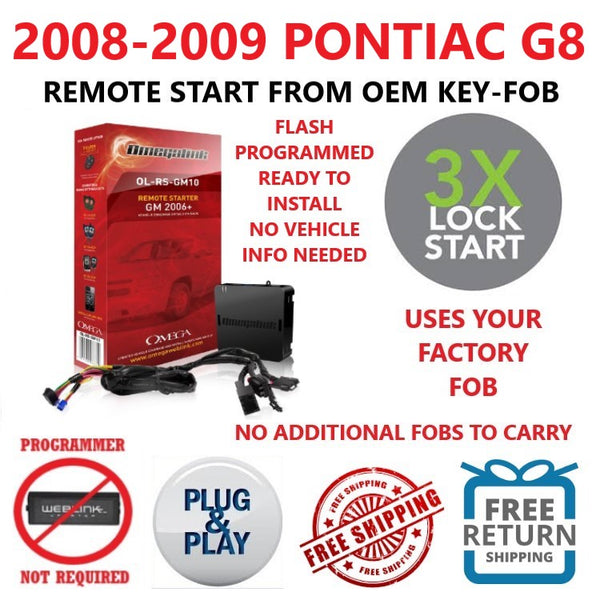 3X LOCK PLUG & PLAY REMOTE START 2008-2009 PONTIAC G8 | OMEGALINK