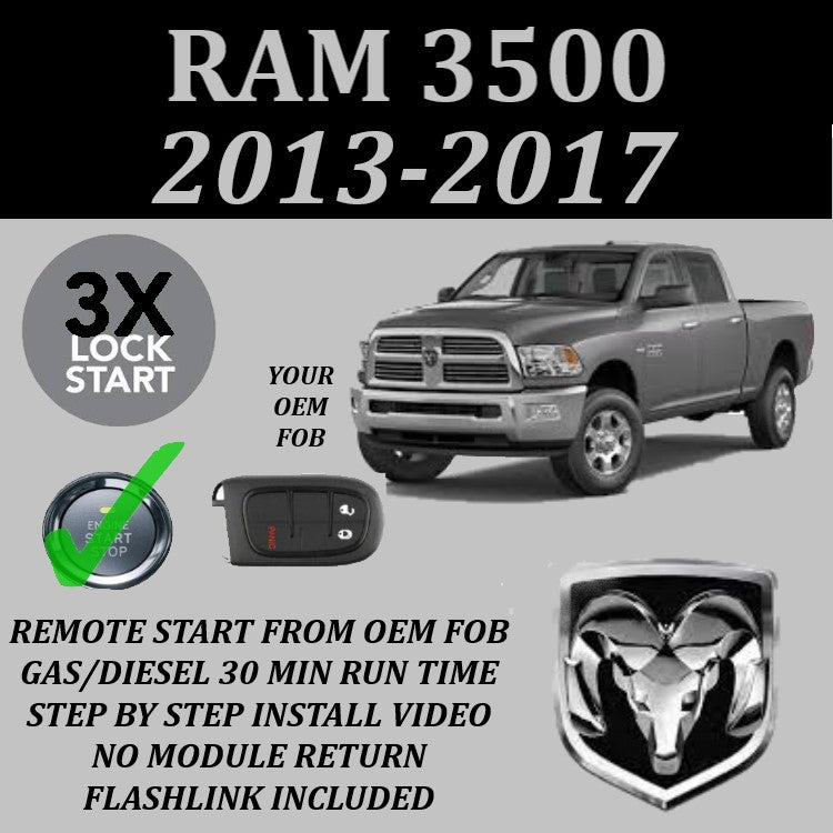 3X Lock Plug and Play Remote Start Kit 2013-2017 RAM 3500 Push to Start | FORTIN