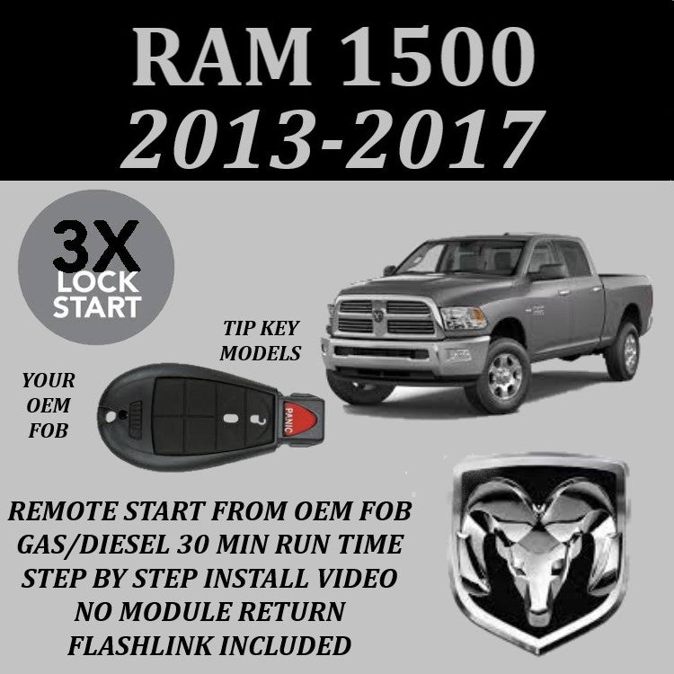 3X Lock Plug and Play Remote Start Kit 2013-2017 RAM 1500 Tip Key | FORTIN