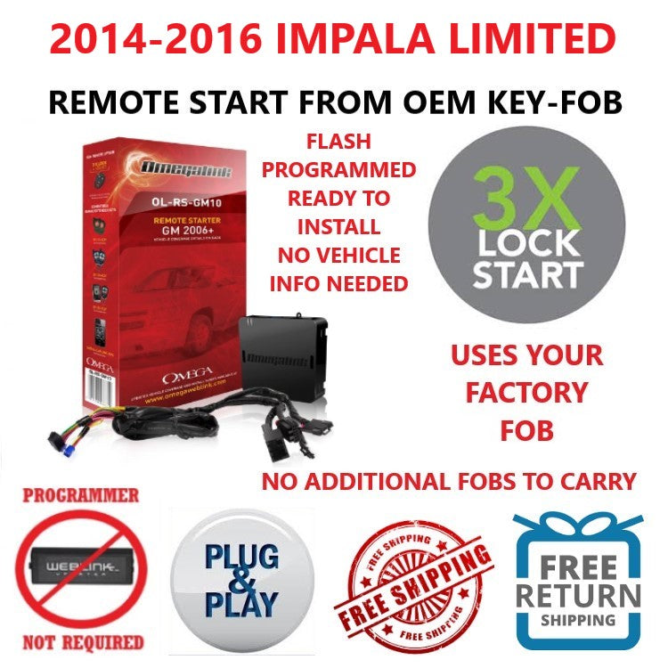 3X LOCK PLUG & PLAY REMOTE START  2014-2016 CHEVROLET IMPALA LIMITED | OMEGALINK