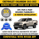 Plug and Play 3X Lock Remote Start Kit CHEVROLET COLORADO 2015-2022 Key Start | FORTIN