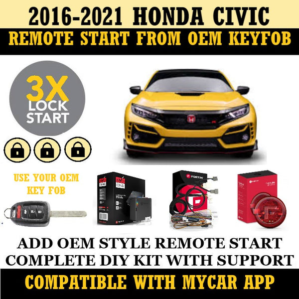 Plug and Play Remote Start Fits 2016-2021 Honda Civic Key Start | FORTIN