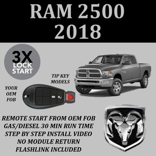 3X Lock Plug and Play Remote Start Kit 2018 RAM 2500 Tip Key | FORTIN
