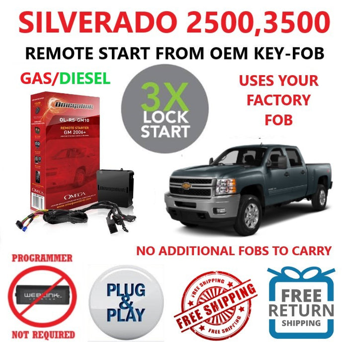 3X LOCK PLUG PLAY REMOTE START 2007 2014 CHEVROLET SILVERADO 3500